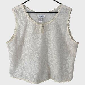 Coldwater Creek Floral Lace Shell Tank Womens Size XXL Sleeveless Eyelet Top New